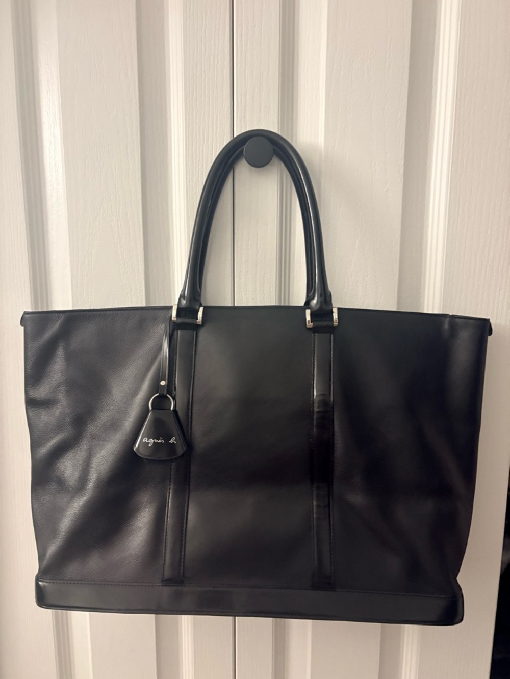 agnes b. Black Leather Large Tote with Tag